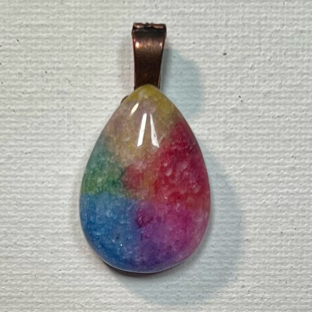 Multicolor Teardrop Rainbow Jasper Pendant - Picture 1 of 5